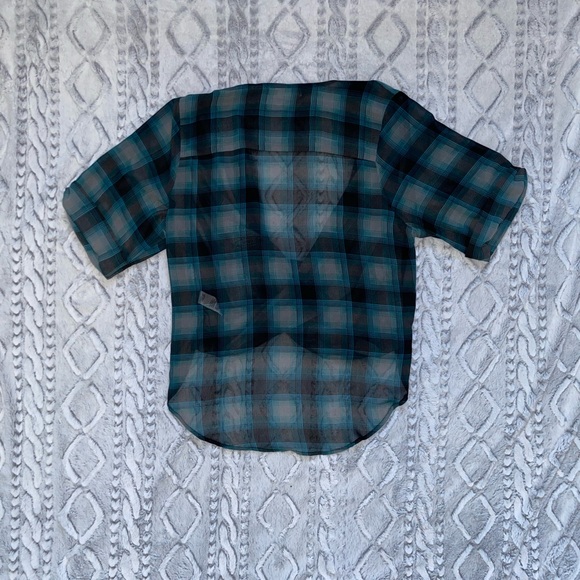 Garage Blue Plaid High-Low Chiffon - Picture 3 of 3